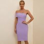 Off Shoulder Short Sleeve Asymmetrical Midi Bandage Dress