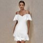 Strappy Short Sleeve Frill Midi Bandage Dress