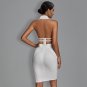 Halter Sleeveless Striped Midi Bandage Dress
