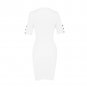 V Neck Short Sleeve Plain Midi Bandage Dress