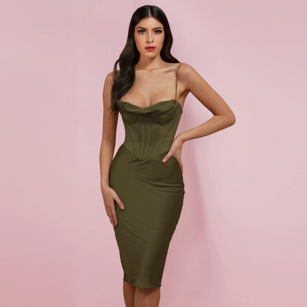 Strappy Sleeveless Striped Midi Bodycon Dress