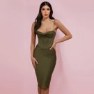 Strappy Sleeveless Striped Midi Bodycon Dress