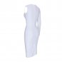 V Neck Long Sleeve Asymmetrical Midi Bandage Dress