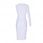 V Neck Long Sleeve Asymmetrical Midi Bandage Dress