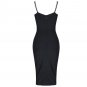 Strappy Sleeveless Drill Chain Midi Bandage Dress