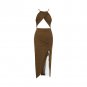 Halter Sleeveless Backless Midi Bodycon Dress