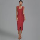 V Neck Sleeveless Slit Midi Bandage Dress