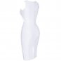 Square Collar Sleeveless Striped Midi Bandage Dress