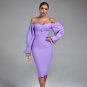 Off Shoulder Long Sleeve Midi Bandage Dress