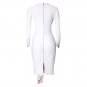 Round Neck Long Sleeve Midi Frill Bandage Dress