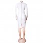 Round Neck Long Sleeve Midi Frill Bandage Dress