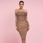 Off Shoulder Long Sleeve Ruched Mini Bodycon Dress