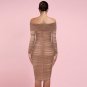 Off Shoulder Long Sleeve Ruched Mini Bodycon Dress