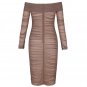 Off Shoulder Long Sleeve Ruched Mini Bodycon Dress