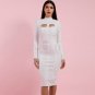 High Neck Long Sleeve Cut Out Over Knee Bandage Dress