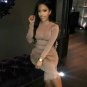 Round Neck Long Sleeve Striped Over Knee Bandage Dress