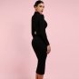 Round Neck Long Sleeve Striped Over Knee Bandage Dress