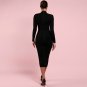 Round Neck Long Sleeve Striped Over Knee Bandage Dress