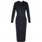 Round Neck Long Sleeve Striped Over Knee Bandage Dress