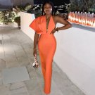 V Neck Short Sleeve Backless Maxi Bandage Dress