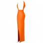 V Neck Short Sleeve Backless Maxi Bandage Dress