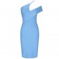 One Shoulder Short Sleeve Asymmetrical Over Knee Bandage Dress