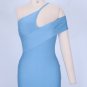 One Shoulder Short Sleeve Asymmetrical Over Knee Bandage Dress