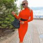 High Neck Long Sleeve Cut Out Over Knee Bandage Dress