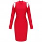 High Neck Long Sleeve Cut Out Over Knee Bandage Dress