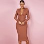 V Neck Long Sleeve Bandage Dress