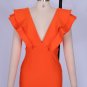 V Neck Sleeveless Frill Over Knee Bandage Dress