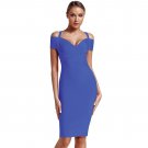 V Neck Mid Sleeve Striped Over Knee Bandage Dress