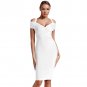 V Neck Mid Sleeve Striped Over Knee Bandage Dress
