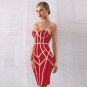 Strappy Sleeveless Striped Over Knee Bandage Dress