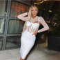 Round Neck Long Sleeve Lace Over Knee Bandage Dress