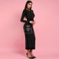 Round Neck Long Sleeve Rhinestone Over Knee Bandage Dress