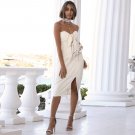 Strapless Sleeveless Lace Up Over Knee Bodycon Dress