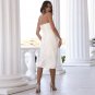 Strapless Sleeveless Lace Up Over Knee Bodycon Dress