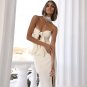 Strapless Sleeveless Lace Up Over Knee Bodycon Dress