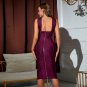 Sleeveless Midi Metal Ornamental Buckle Bandage Dress