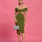 Chain Off Shoulder Short Sleeve Midi Bandage Dress