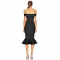 Off Shoulder Short Sleeve Midi Fishtail Bandage Dress