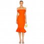 Off Shoulder Short Sleeve Midi Fishtail Bandage Dress