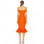 Off Shoulder Short Sleeve Midi Fishtail Bandage Dress