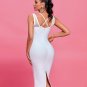 Lace-up Striped Midi Bandage Dress