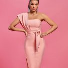 One Shoulder Belted Bandage Party Dress