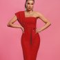 One Shoulder Belted Bandage Party Dress