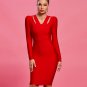 V Neck Cutout Midi Bandage Dress