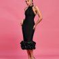 Halter Ruffle Hem Crepe Cocktail Dress