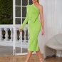 One Shoulder With Belt Midi Bodycon Dress